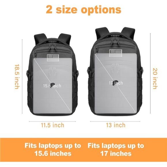 Military tactical backpack, backpack for men black small tactical - Picture 9 of 14